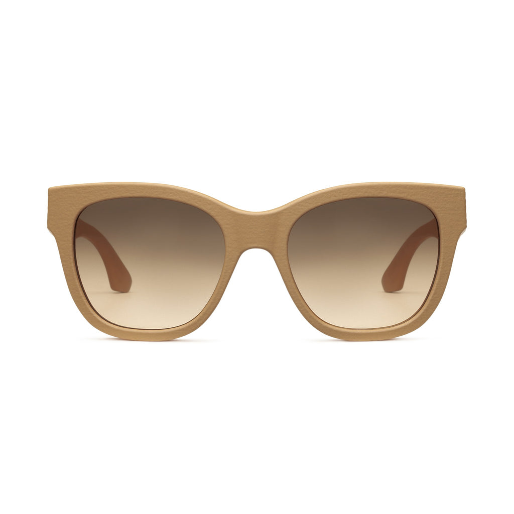 Occhiali da sole donna AURA Sand ZP8, montatura color sabbia e lenti sfumate marroni, vista frontale